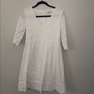Madewell White cotton eyelet lattice dress, size 2